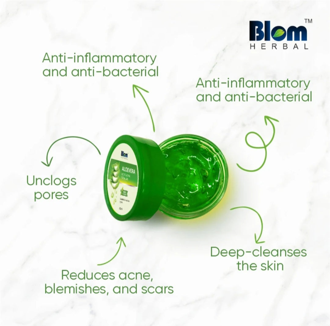 Lotions & Moisturizers- Blom Herbal's 100% Ayurvedic Aloe Vera Moisturizing Facial Gel suitable for all skin types 60ml