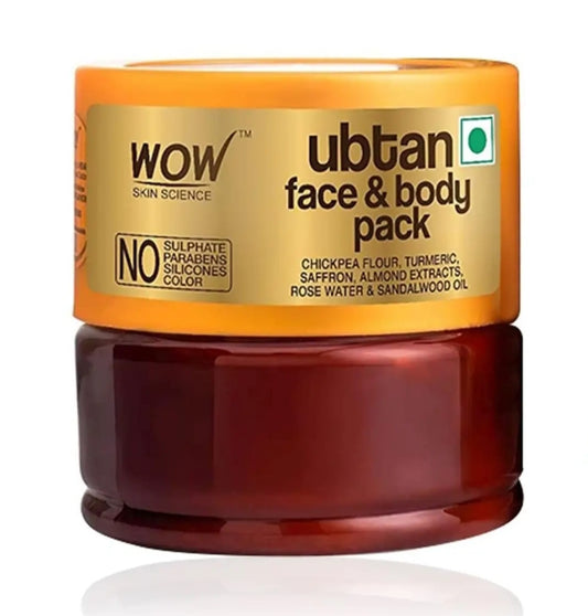 Face Pack & Sleeping Mask- WOW Ubtan Face & Body Pack with Chickpea Flour, Turmeric Extract and Saffron Extract which Helps to Tone, Refine Pores and Revive Dull Skin 200ml
