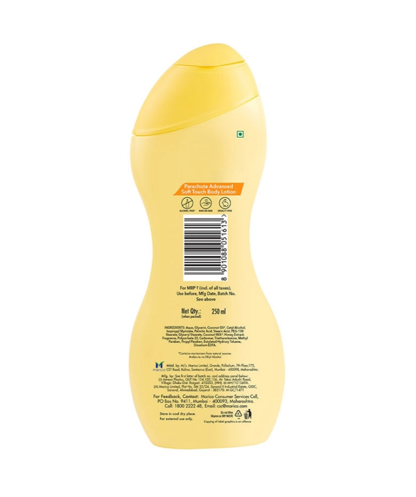 Lotions & Moisturizers- Parachute Advanced Soft Touch Body Lotion with Coconut Milk & Honey (72 Hours Moisture) for All Skin Types 250ml