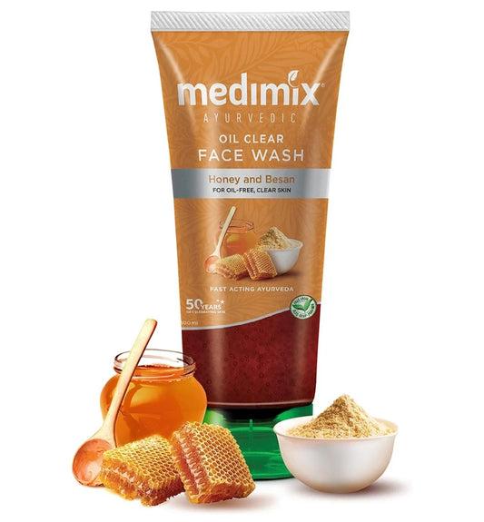 Face Wash- Medimix Ayurvedic Oil Clear Face Wash with Honey and Besan for Oil-Free & Clear Skin 100ml