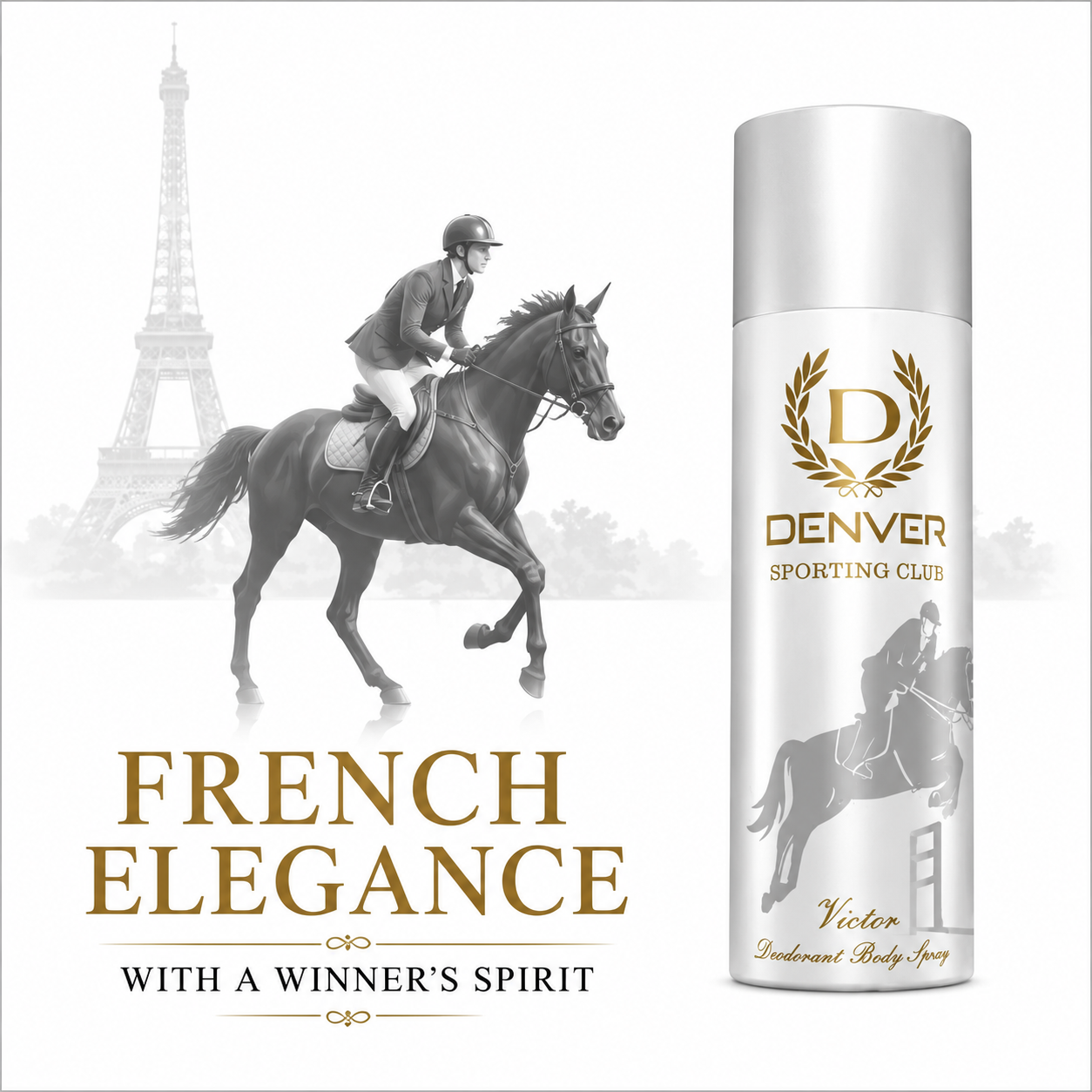Perfumes & Deodorants- DENVER Sporting Club VICTOR Long-Lasting Deodorant Body Spray which keeps the sportsman fresh & confident towards victory - 150ml