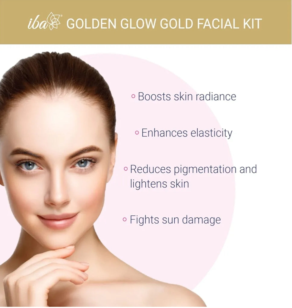 Facial Kit- iba Golden Glow 6 Steps Facial Kit with Gold Dust for Radiant Glowing Skin 60gm