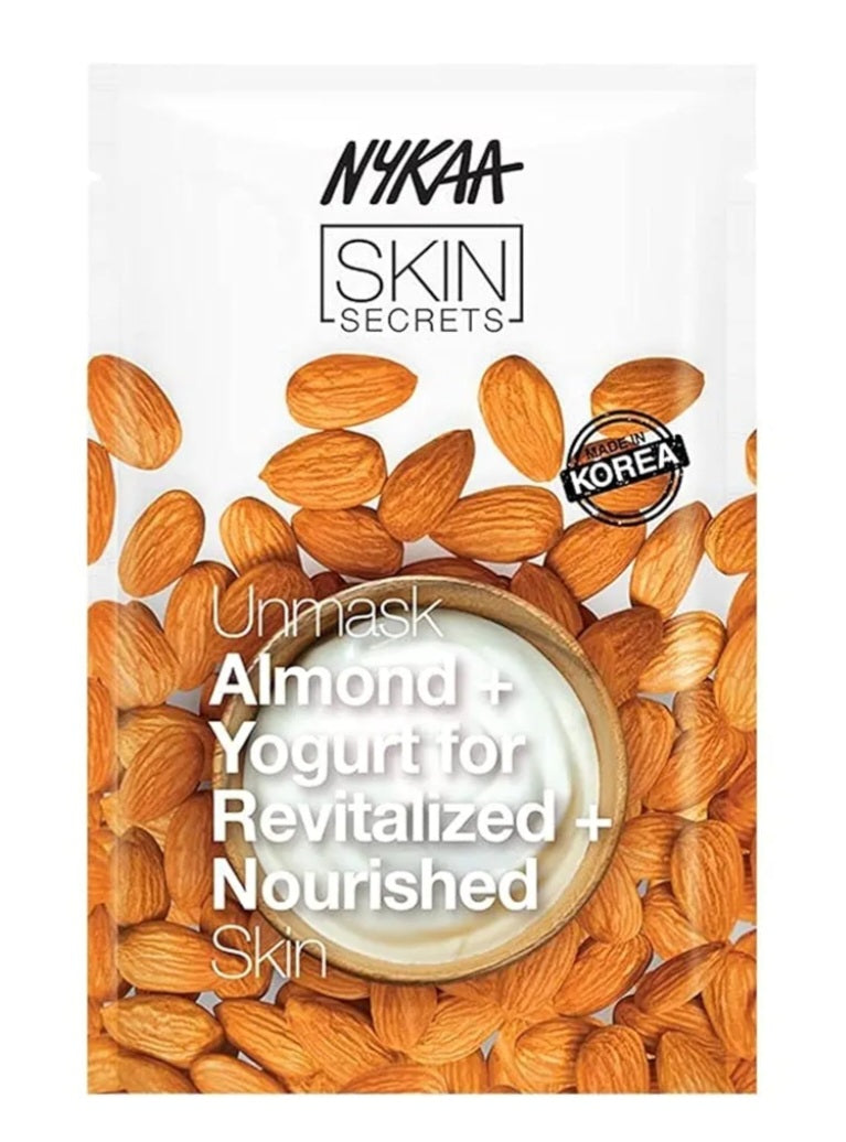 Face Sheet Mask- Nykaa Natural Skin Secret's Almond & Yogurt Face Sheet Mask for Revitalized & Nourished Skin (20ml)