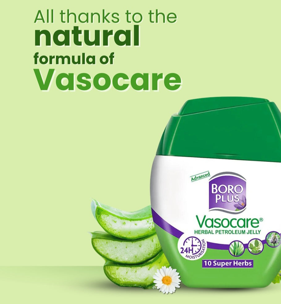 Lotions & Moisturizers- Boro Plus Vasocare Herbal Petroleum Jelly which Moisturizes upto 24 Hours (25 ml)