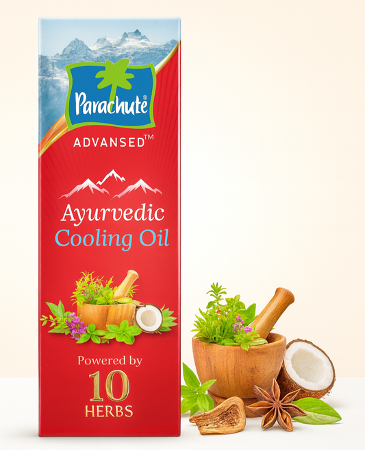 Hair Oil- Parachute Advanced Coconut Oil Based Ayurvedic Cooling Hair Oil Powered by 10 Natural Herbs like Brahmi, Neem, Ashwagandha, Lemongrass and several other rare Herbs which is a perfect weapon to combat today's stressful lifestyle - 200ml