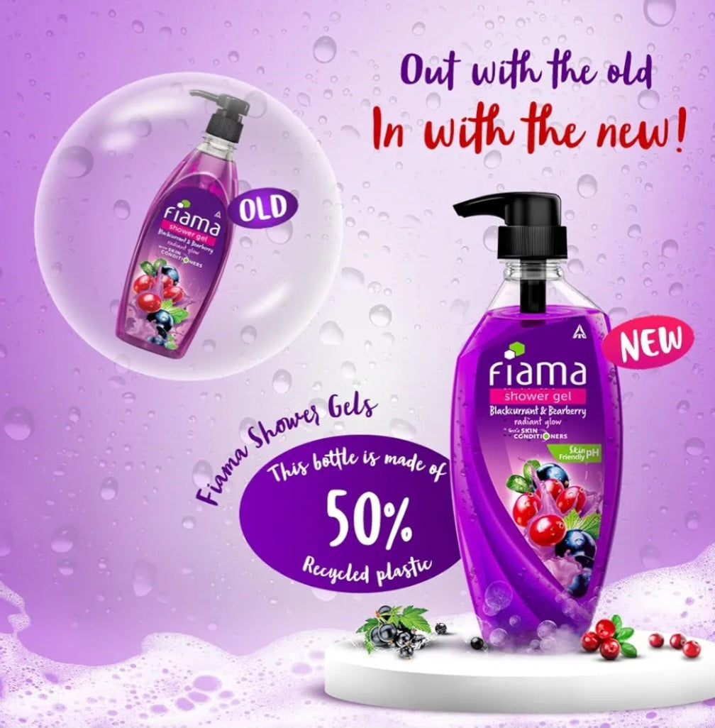 Body Wash & Shower Gel- Fiama Skin PH Friendly Shower Gel enriched with Blackcurrant & Bearberry which gives Radiant Glow and Conditioners the Skin - 500ml