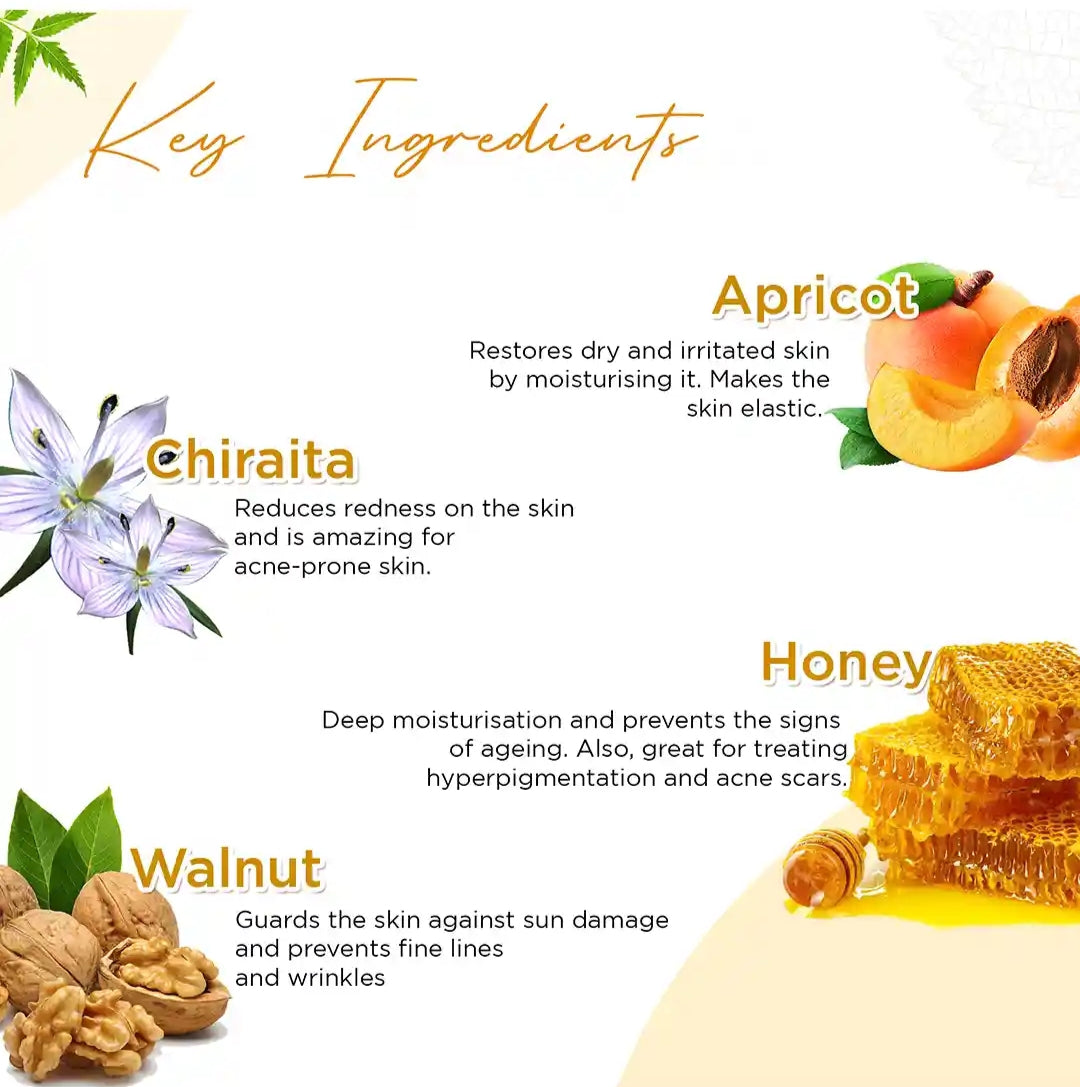 Face Scrub- Asta Berry (2 minutes Skin Renewal Therapy) Apricot Scrub with Honey, Chirchita and Walnut. Dermatologically Tested Natural Skin Care 50ml