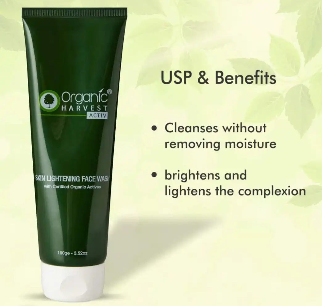 Face Wash- Organic Harvest Active Skin Lightening Face Wash with Certified Organic Actives - 50ml