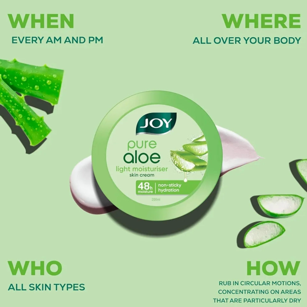 Lotions & Moisturizers- JOY Pure Aloe Light Non-Sticky Moisturiser Skin Cream which Moisturises Your Skin Upto 48 Hours - 100ml