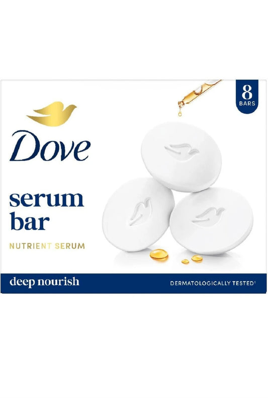 Bathing Soap- Dove Serum Bar with Nutrient Serum for Deep Nourish - Pack of 8 (125gm each)