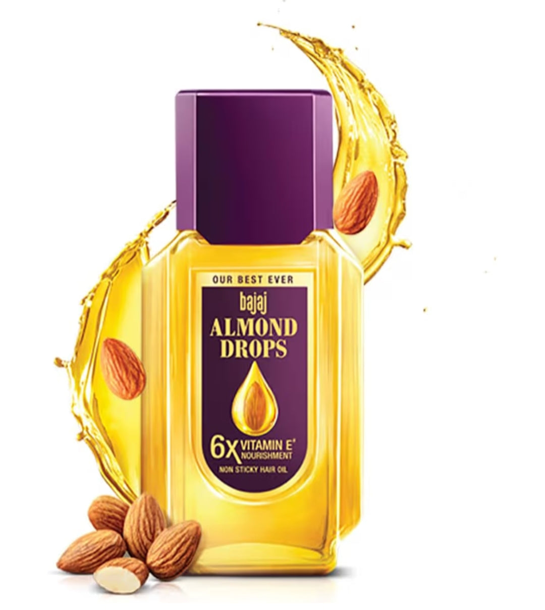 Hair Oil- Bajaj Almond Drops 6x Vitamin-E Nourishment Non-Sticky Hair Oil which Reduces Hair Fall and Increases Hair Shine - 35ml