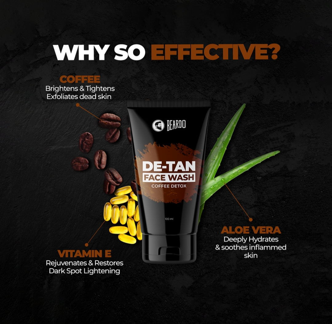 Face Wash- BEARDO DE-TAN Face Wash Coffee Detox 100ML