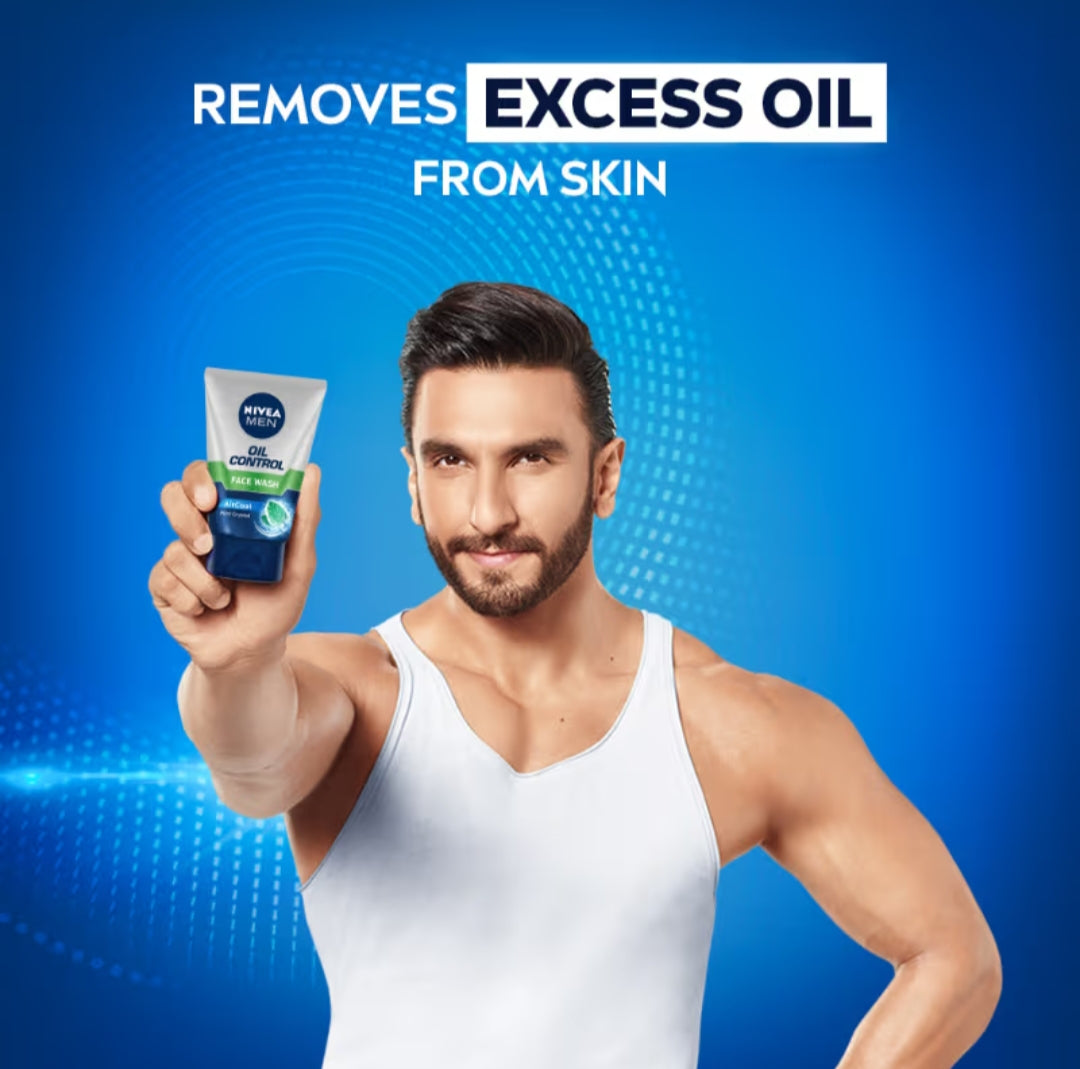 Face Wash- NIVEA Men Oil Control Face Wash with Air Cool Mint Crystal 50gm
