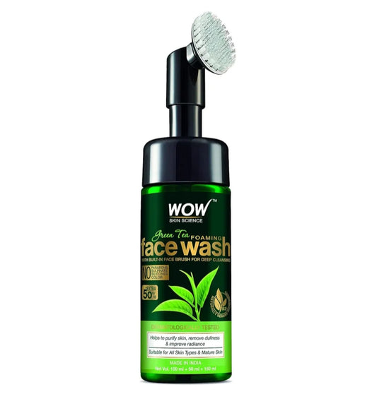 Face Wash- WOW Green Tea Foaming Face Wash which Helps to Purify Skin, Remove Dullness and Improve Radiance 150ml