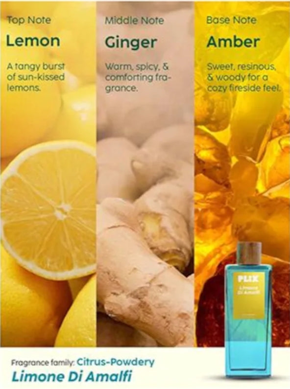 Perfumes & Deodorants- PLIX Limone Di Amalfi Lemon & Amber Wood Perfume 100ml