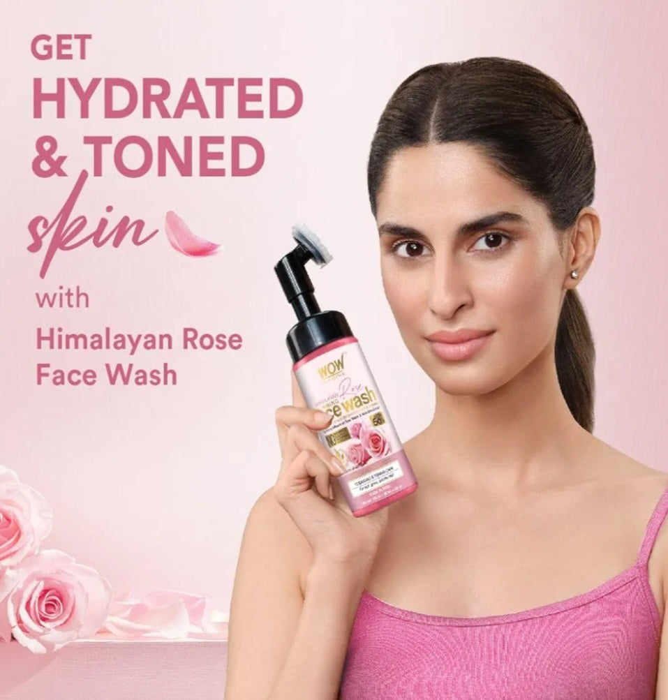 Face Wash- WOW Himalayan Rose Foaming Face Wash with Hydrating Infusion of Rose Water and Aloe Vera Extracts 150ml