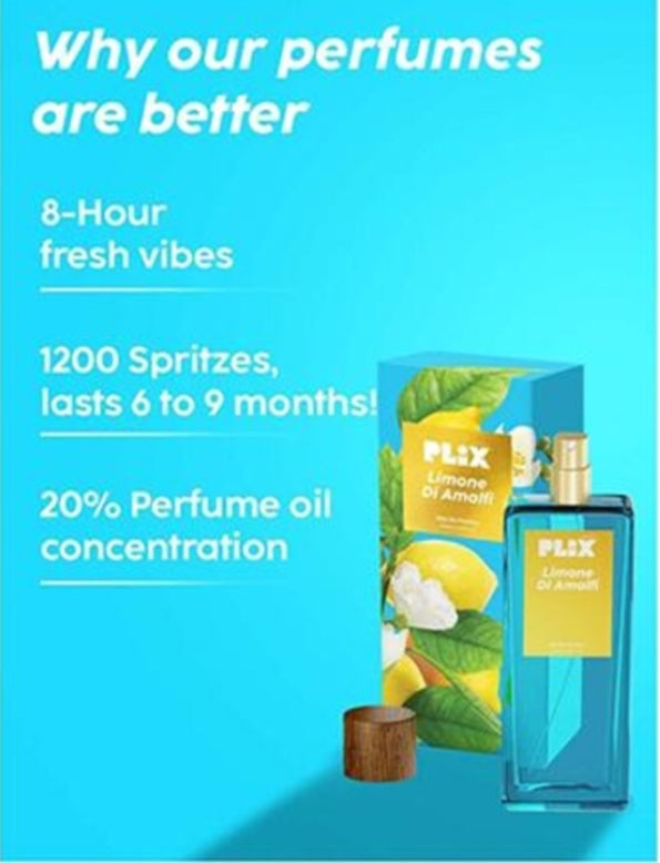 Perfumes & Deodorants- PLIX Limone Di Amalfi Lemon & Amber Wood Perfume 100ml