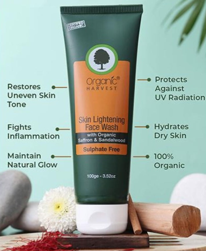 Face Wash- Organic Harvest's Sulphate Free Skin Lightening Face Wash with Organic Saffron & Sandalwood - 50ml