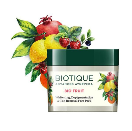 Face Pack and Face Mask- BIOTIQUE Advanced Ayurveda's Bio Fruit Face Pack for Whitening, Depigmentation & Tan Removal - 75gm