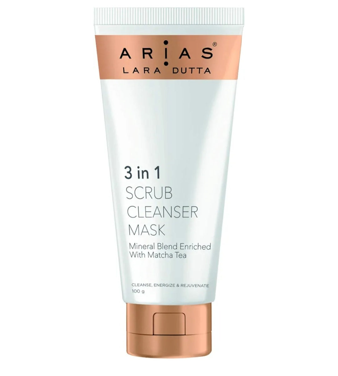 Face Scrub- Arias (by Lara Dutta) 3-in-1 Scrub, Cleanser & Mask Mineral Blend Enriched with Matcha Tea which Cleanse, Energize & Rejuvenate the Face 100gm
