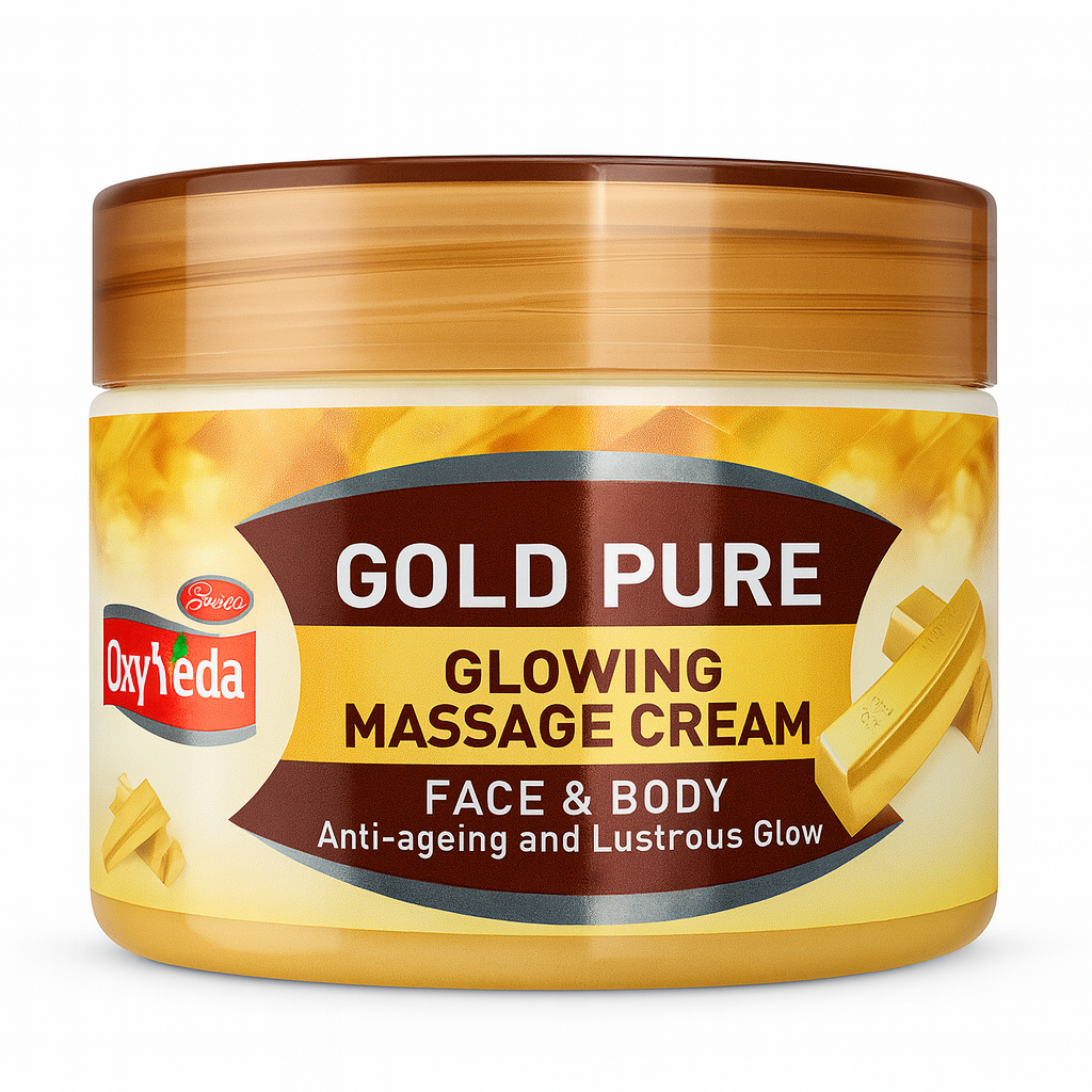 Face & Body Care- OxyVeda Gold Pure Anti-Aging Skin Glowing Massage Cream for Face & Body which gives Lustrous Glow and is suitable for all skin types - 250gm