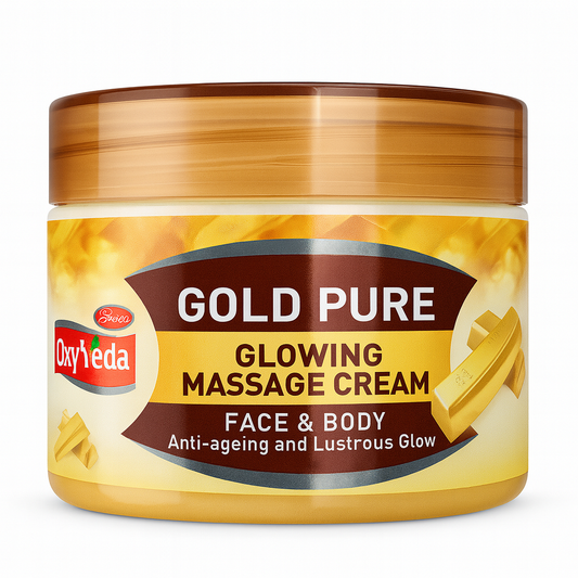 Face & Body Care- OxyVeda Gold Pure Anti-Aging Skin Glowing Massage Cream for Face & Body which gives Lustrous Glow and is suitable for all skin types - 250gm