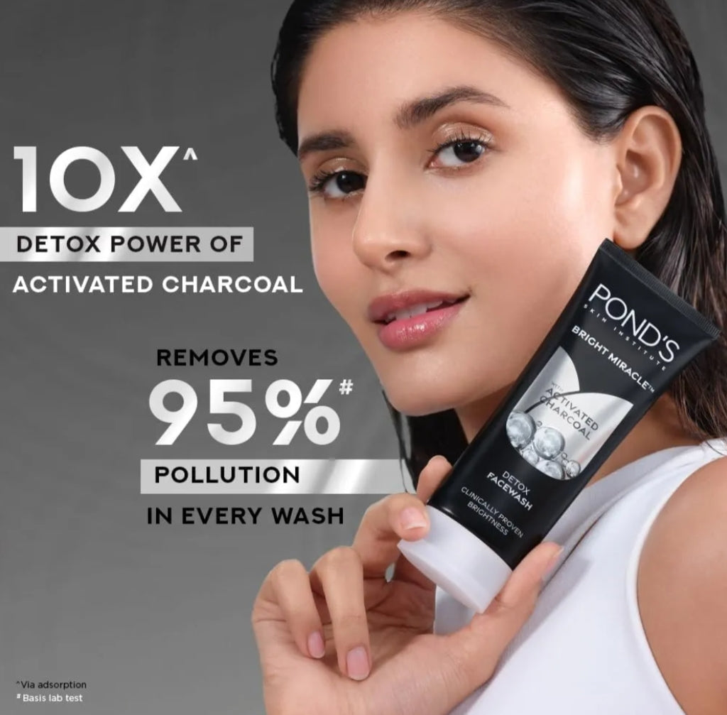 Face Wash- POND'S Bright Miracle with Activated Charcoal Detox Face Wash 50gm