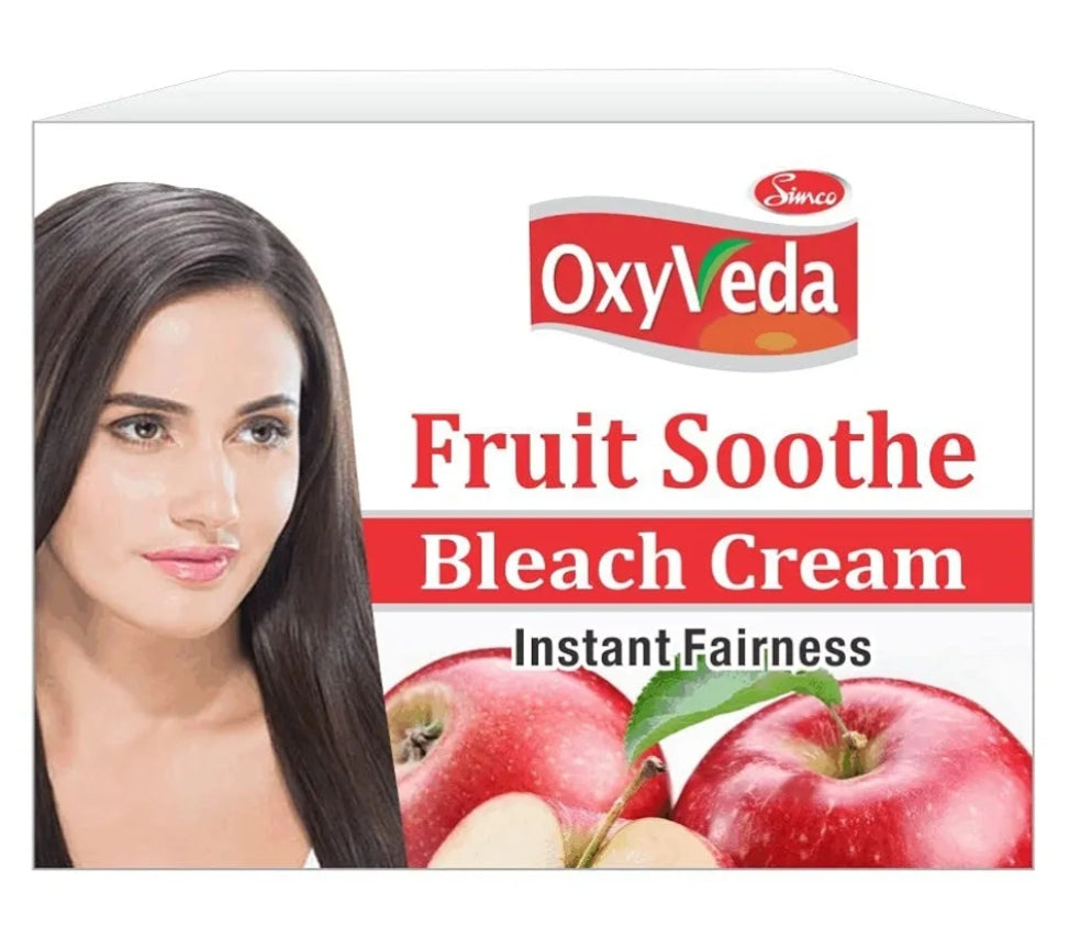 Bleach Cream- OxyVeda FRUIT SOOTHE Bleach Cream for Instant Fairness 250gm (Bleach Cream 200gm & Activator Powder 50gm)