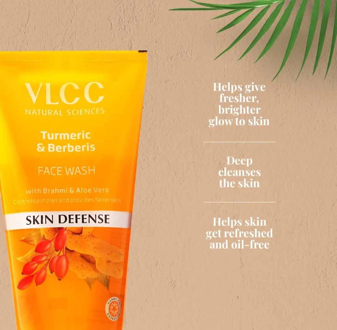 Face Wash- VLCC Turmeric & Berberis Skin Defence Face Wash with Brahmi and Aloe Vera which Controls Pimples and Provides Fairer Skin 150ml