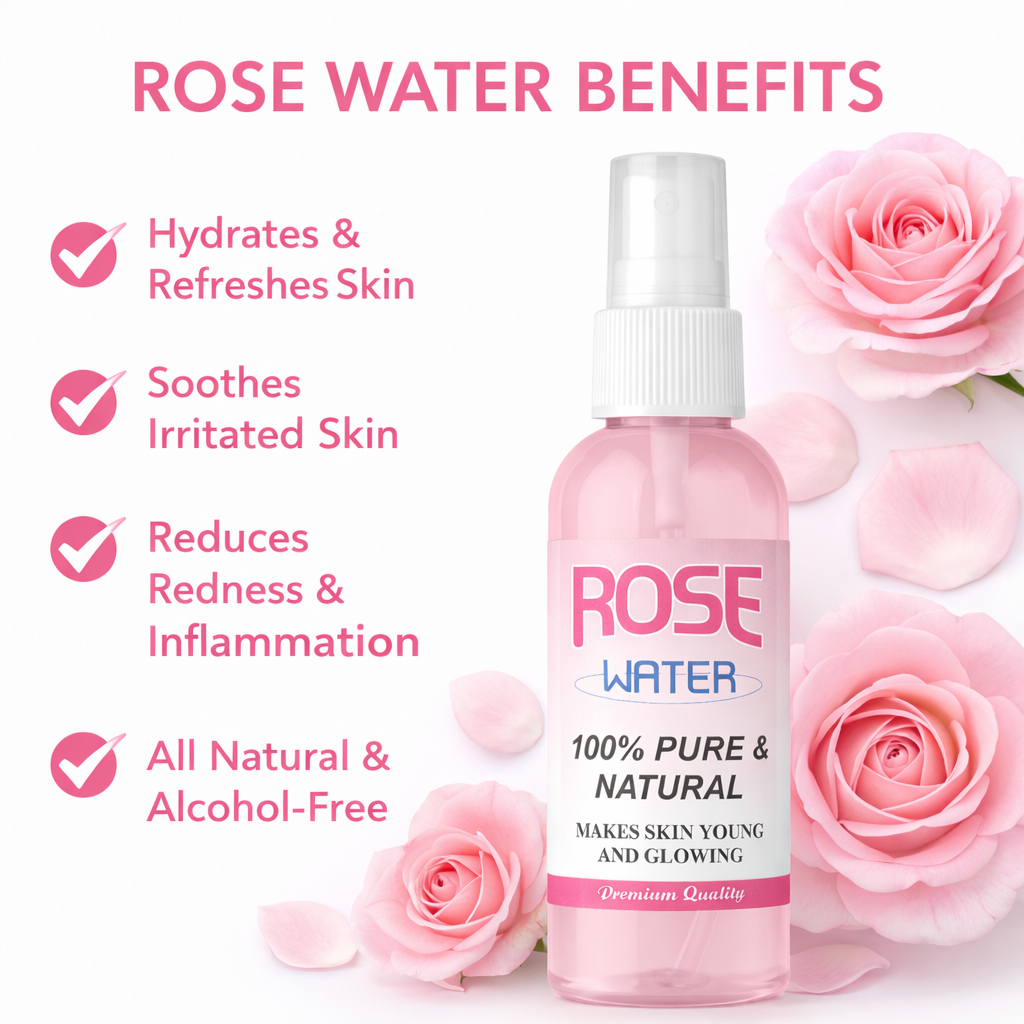 Rose Water- 100% Pure & Natural Premium Quality Rose Water which makes Skin Young & Glowing - 100ml