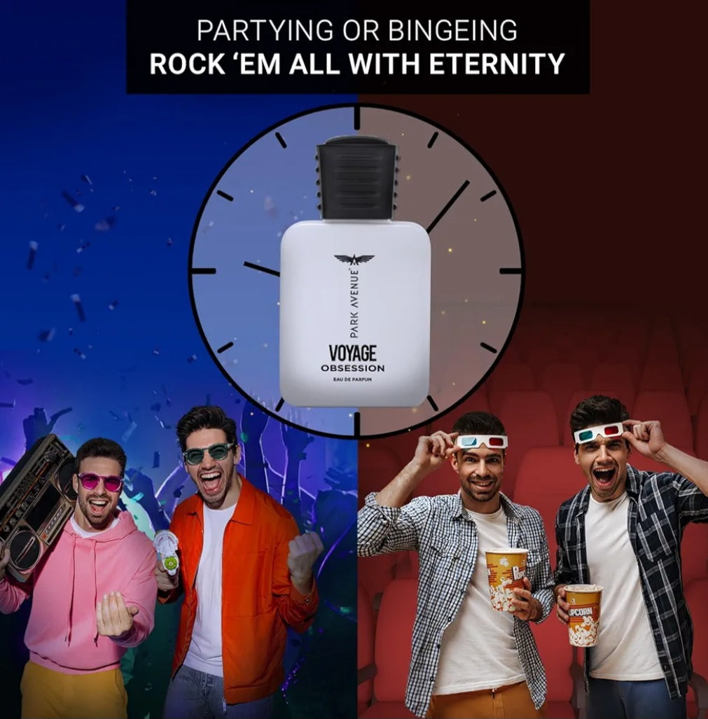 Perfumes & Deodorants- PARK AVENUE VOYAGE OBSESSION Long Lasting Perfume for Men with Amber & Musk 50 ml