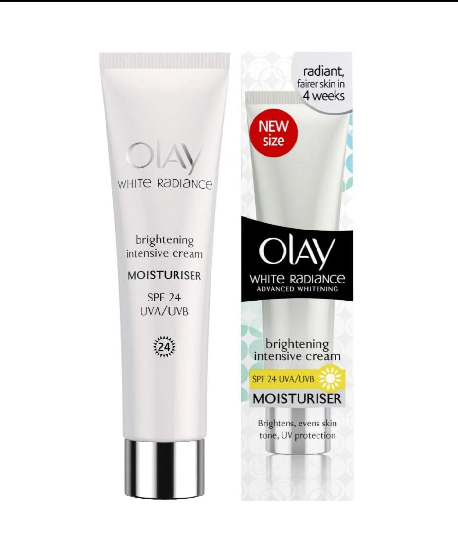 Brightening & Glowing Cream- OLAY White Radiance Advanced Whitening & Brightening Intensive Cream with Moisturiser and SPF-24 UVA/UVB which Brightens, Evens Skin Tone and Provides UV Protection 20gm