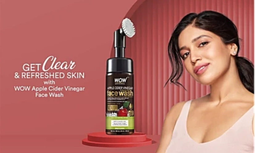 Face Wash- WOW Organic Himalayan Apple Cider Vinegar Foaming Face Wash with Aloe Vera Extract, Vitamins B5 and Vitamin-E 150ml