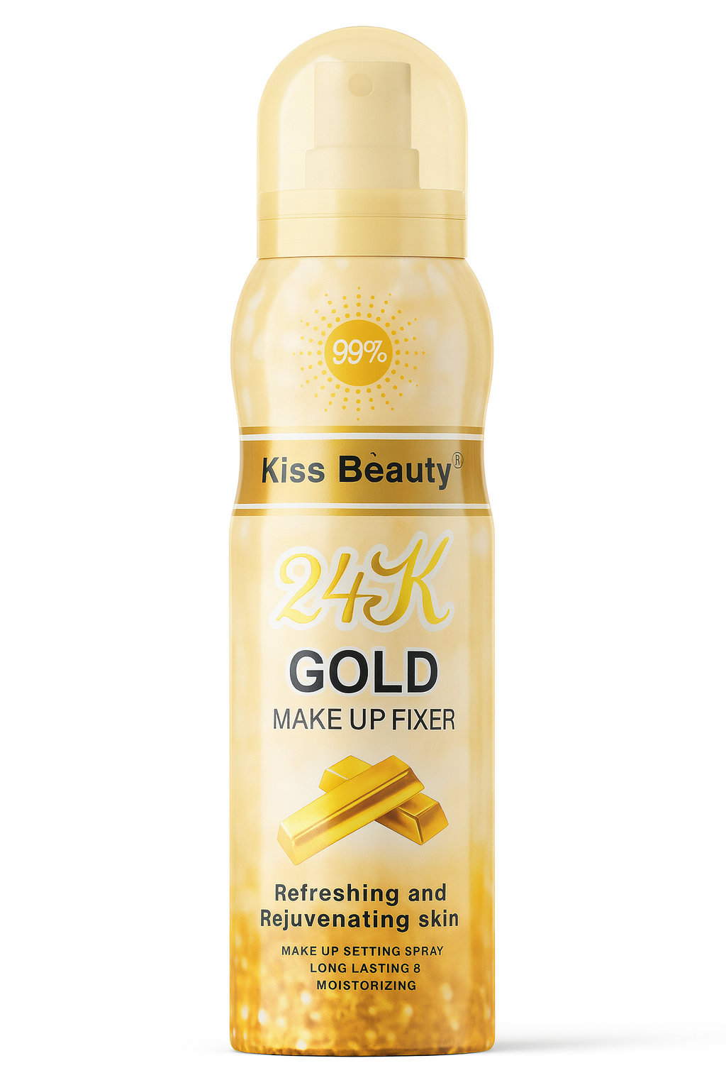 Makeup Fixer/Setting Spray- Kiss Beauty's 24K Gold Long Lasting & Moisturizing Makeup Fixer for Refreshing and Rejuvenating Skin - 150ml
