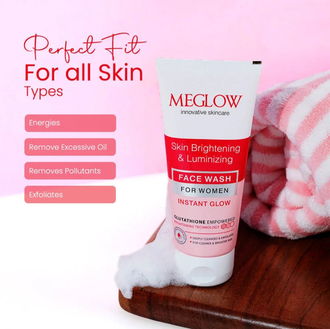 Face Wash- MEGLOW Glutathione Empowered Skin Brightening & Luminizing Face Wash for Women 70ml