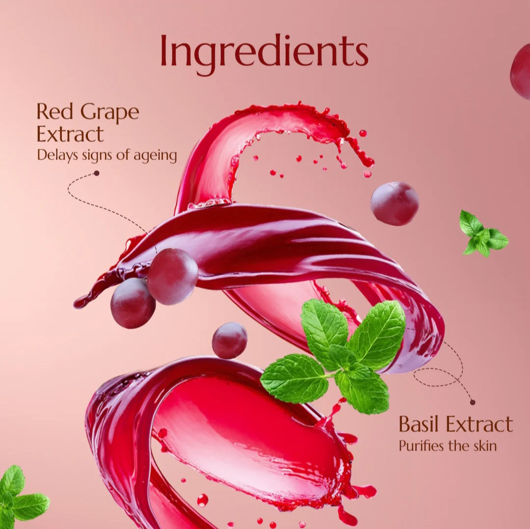 Face Wash- Asta Berry Wine Face Wash with Red Grapes & Basil Extract for Natural Glow & Radiance 100ml