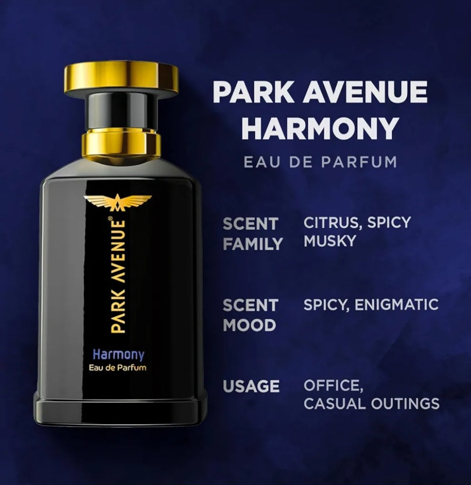 Perfumes & Deodorants- PARK AVENUE HARMONY Natural Perfume Spray for Men with Aromatic Blend Of Patchouli, Musk & Vetiver 50ml