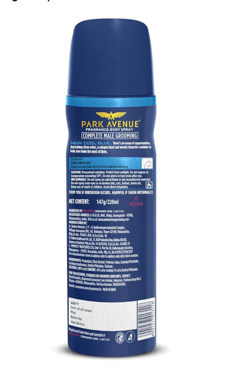 Perfumes & Deodorants- PARK AVENUE Original Collection COOL BLUE Seize The Day Fragrance Body Spray 150ml