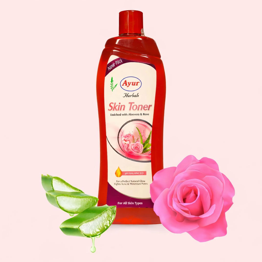 Face Toner- Ayur Herbal's pH Balanced Skin Toner enriched with Aloevera & Rose for a Perfect Natural Glow usable for All Skin Types - 100ml