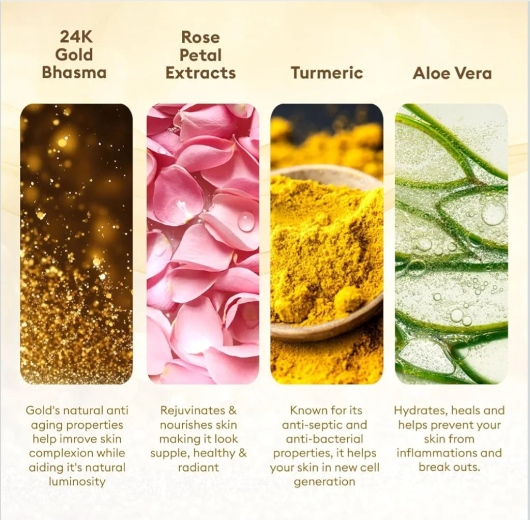 Facial Kit- VLCC Professional's 6-Steps GOLD Facial Kit with Hyaluronic Acid & Aloe Vera for Long-Lasting Golden Glow (300gm) with FREE Rose Water Toner (100ml) worth Rs. 209/-