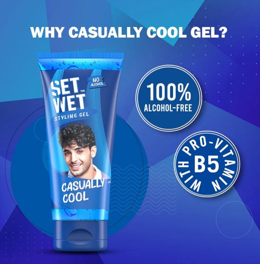 Men's Shaving, Styling and Grooming- SET WET Casually Cool Styling Gel - 50ml