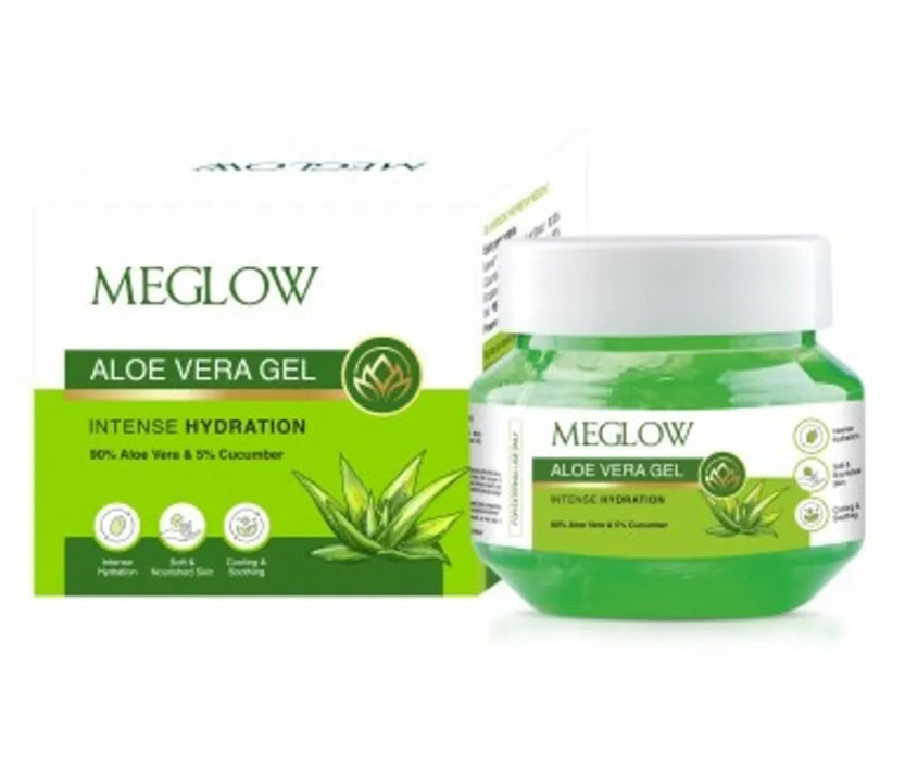 Aloe Vera Gel- MeGlow Aloe Vera Gel with Cucumber extract for Intense Hydration 100gm