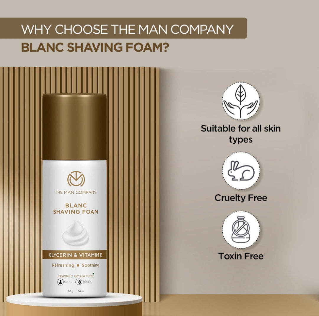 Shaving Foam- The Man Company's Blanc Shaving Foam Enriched with Glycerin & Vitamin-E for Refreshing and Soothing Shaving Experience - 400gm