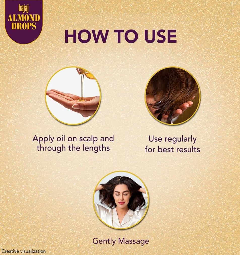 Hair Oil- Bajaj Almond Drops 6x Vitamin-E Nourishment Non-Sticky Hair Oil which Reduces Hair Fall and Increases Hair Shine - 35ml