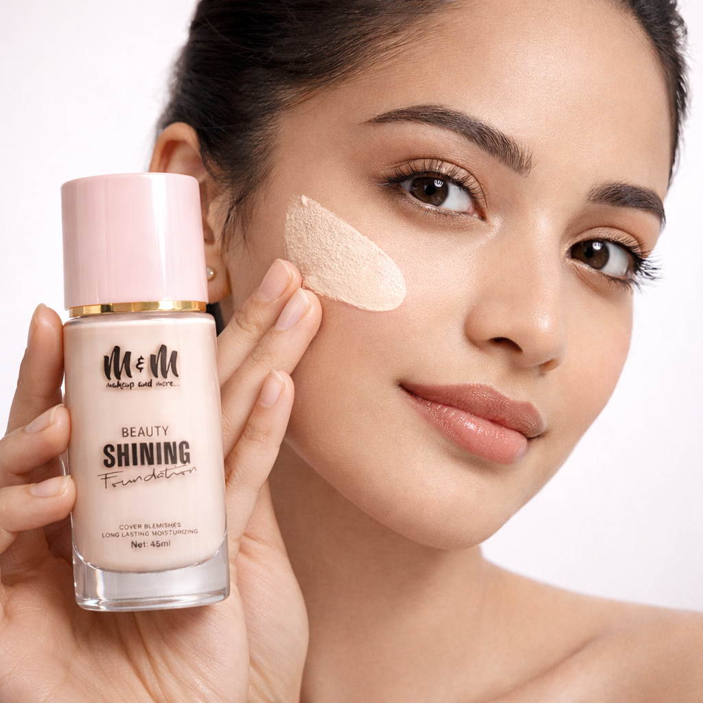 Makeup Foundation- M&M (Makeup & More) Beauty Shining Foundation which is a Long-Lasting Formula for Smooth and Moisturized Skin with Perfect Blemish Coverage (Shade-01 : Ivory) - 45ml
