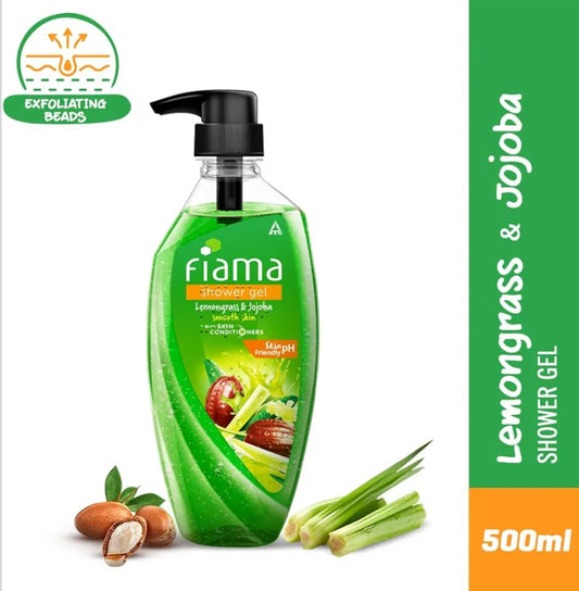 Body Wash & Shower Gel- Fiama Skin PH Friendly Shower Gel enriched with Lemongrass & Jojoba which Smoothes and Conditioners the Skin - 500ml