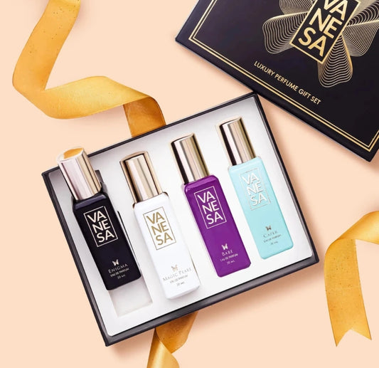 Perfumes & Deodorants- VANESA Divine Perfume Gift Set of 4 Perfumes (Shero, Magic Pearl, Mystique & Oud Love) 80ml (20ml each)
