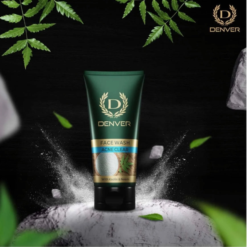 Face Wash- DENVER Acne Clear Face Wash with Kaolin Clay and Neem 50gm