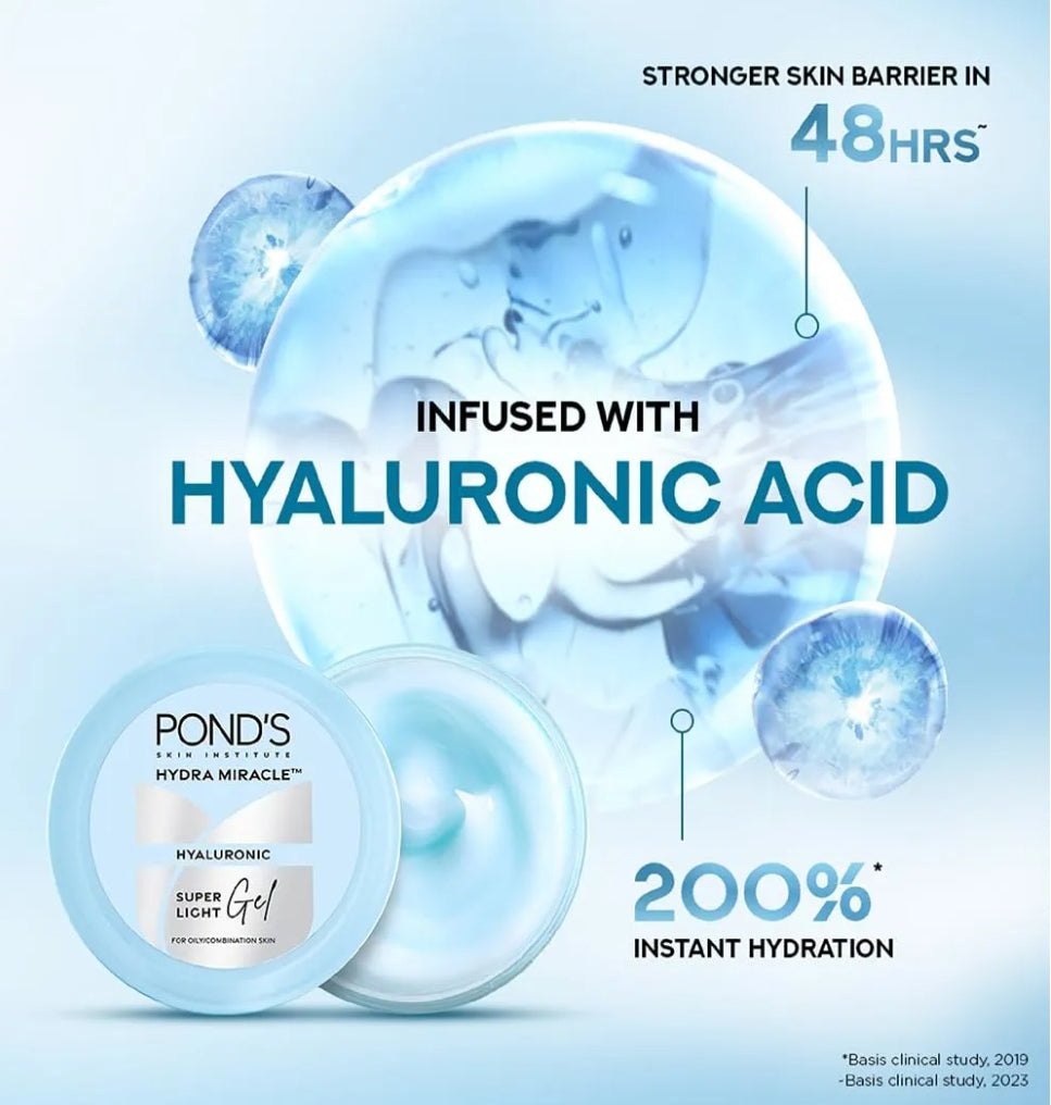 Lotions & Moisturizers- POND'S Hydra Miracle Hyaluronic Super Light Gel for Oily & Combination Skin 100ml