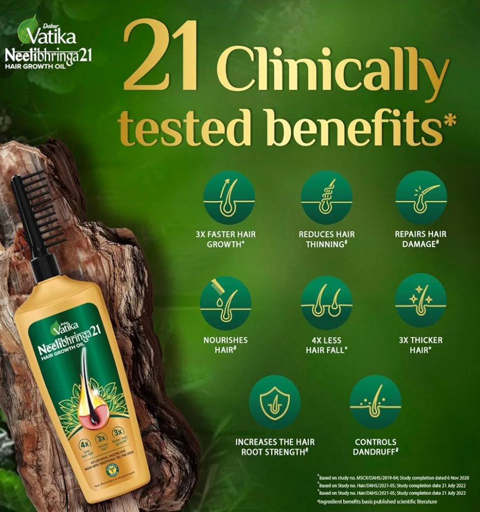 Hair Oil- Dabur Vatika Neelibhringa21 Hair Growth Oil with Power of 14 Herbs 150ml